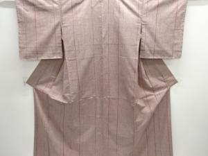 縞織り出し手織り紬着物